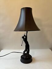 Vintage 2005 Golfer Man Statue Figurine Lamp Brown Stand & Shade 24