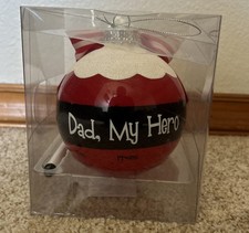 Dad, My Hero Christmas Glass Ball Ornament W Pen For Personalizing 4 Inches NEW picture