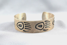 Vintage Navajo Sterling Silver Bracelet  - Bear Paw - Signed LD picture