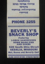 1950s Beverly's Snack Shop Hamburgers Meadow Gold Ice Cream Emma Carl Sedalia MO picture