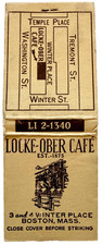 1940s Locke Ober Cafe Vintage Matchbook Boston Massachusetts Historic Restaurant picture