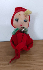 Vintage Knee Hugger Pixie Elf Red Velvet Suit Christmas MCM picture