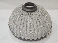 19th C French Empire Bronze Crystal Beaded Chandelier Dome Ceiling Light Cover picture
