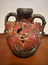 Vintage Rustic Jug Autumn Leaves And Branches Hand Made, Collectable 8
