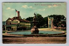 Bethel CT-Connecticut, The PT Barnum Fountain, Antique Souvenir Vintage Postcard picture