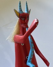 Vintage Oaxacan Antonio Xuana Red Devil Wood Carving Mexican Folk Art picture