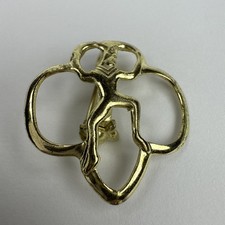 Vintage Girl Scout Brownie Membership Pin Brooch Gold Tone .75” picture