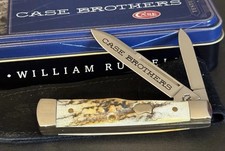 π₯ 2003 Case XX 5215 Burnt Stag Handle Gunstock Pocket Knife Case Brothers picture