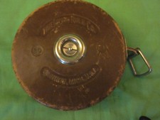 VINTAGE LUFKIN RULE Co 50 Foot ClothTape Rule Measuring Ruler Saginaw Mich. USA picture