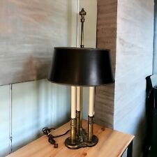 Vintage Stiffel Brass Bouillotte 3-Way Candlestick Lamp with Shade, 29 3/4