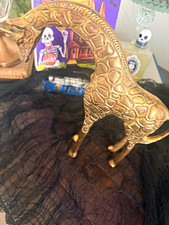 Gold-Tone Brass Giraffe Figurine, Textured Giraffe Print Finish picture