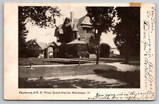 Residence of R.C. Price Grand Avenue Waukegan Illinois IL 1907 Postcard picture