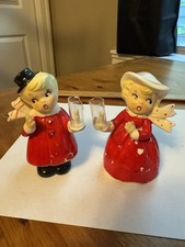 Vintage Lefton? Japan Ceramic Christmas Boy And Girl With Candlesticks picture