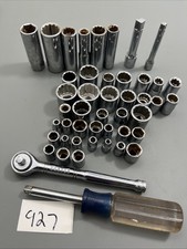 Lot of 40 Mixed Craftsman sockets Made in USA ratchet 943795 1/4 3/8 some Rusty picture