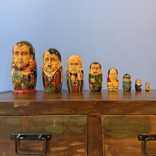 Vintage 1992 Traditional Wooden Matryoshka Signed Nesting Dolls 8 Pieces picture