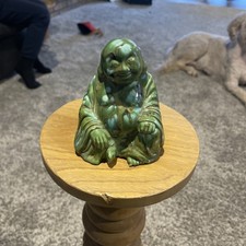 Vintage Green Buddha Statue Figurine. 5”. Pottery Rare picture