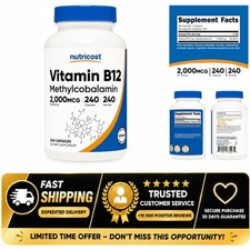 Nutricost Vitamin B12 Methylcobalamin 2000mcg 240 Capsules Gluten Free picture