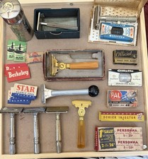 Lot Of Vintage Razors Blades Gillette Stick Schick Bakelite Colgate Gem Nelson picture