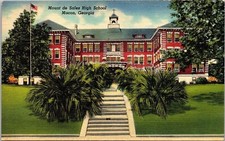 Front Entrance Mount De Sales High School Macon Georgia GA Flag Pole Postcard picture