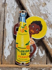 VINTAGE FLORIDA BOY PORCELAIN SIGN RARE OLD ORANGE SODA POP BEVERAGE SOFT DRINK picture