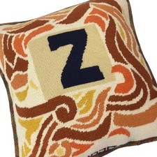 Vintage 1975 Needlepoint Pillow Initial Z Monogram Letter Retro Jonathan Adler? picture