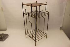 Vtg Mid Century Brass & Wood  Rack Stand picture