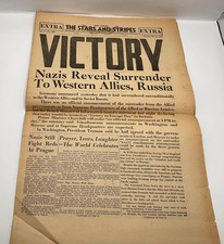 Rare Vintage May 8 1945 V-E Day Stars And Stripes Newspaper Victory Nazis Surre picture