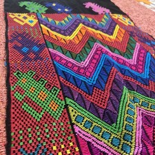 Vintage Traditional Handwoven Guatemalan Table Runner 16x50 Inches picture