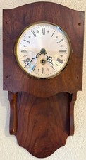 Vintage Rustic Country Farmhouse Wood Wall Clock WITH KEY Needs PENDULUM picture