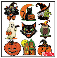 Large Vintage Halloween Decorations Double-Sided Cutouts Style 2 picture