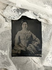 Victorian 1860s Tintype Photo Young Woman in Full Period Dress Pretty Girl picture