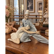 Lladró 4882 Carnival Couple Ballerina Pierrot Clown Porcelain Figurine Retired picture