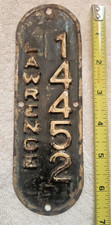 Vintage City Of Lawrence, Massachusetts Bicycle License Plate Antique picture