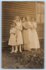 c1910's Mother And Daughters House Backyard RPPC Photo Unposted Antique Postcard picture