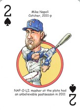 Mike Napoli Catcher 2011 Baseball Playing Card Caricature Art Texas Rangers. picture