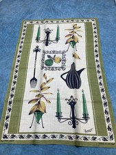 Vtg Lamont All Pure Linen Tea Towel Made In Ireland Pear Candlestick Leaves picture