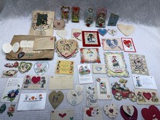 Vtg 1920s Lot Valentine Cards Articulated Pop up Antique Victorian Post Handmade picture