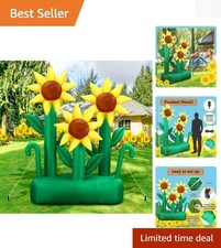 Vibrant 6 ft Inflatable Sunflower Yard Decor - Illuminated for Nighttime Fun picture