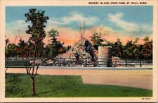Postcard: MN Monkey Island, Como Park, St. Paul, Minnesota - Unposted Curt Teich picture