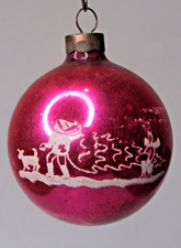 VTG pre WWII Glass Pictured BOY CARRY TREE w DOG BALL Christmas Ornament US of A picture