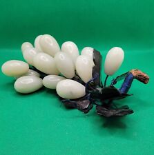Vintage 1970s Chinese Celadon Stone Grape Cluster Marble Agate Jade Fruit 7
