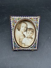 Antique Italian Micro Mosaic Floral Picture Frame 3x4 Brass Italy picture