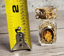 Vintage Liberty Co 24K GP Cameo Locket Perfume Bottle Miniature Filigree Gold picture