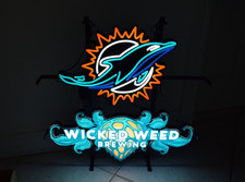 WICKED WEED BREWING CO. NFL MIAMI DOLPHINS LED BEER BAR SIGN MAN CAVE LIGHT picture