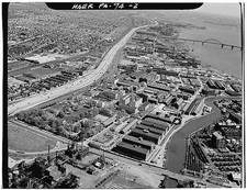 Aerial View Parade Houston Texas 1950s Downtown Buildings Ship Channel Bridge picture