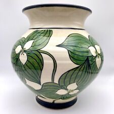 Vintage Hand Crafted Vase w/ Trilliums Artists Signed One of a Kind Rare picture