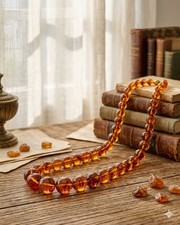 Vintage 1996 Cognac Baltic Amber Graduated Necklace 27