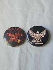 2 TRIUMPH Rock band Pin Vintage 1980s Heavy Metal Pinback Button Badge Original picture
