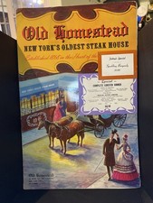Vintage 1970’s OLD HOMESTEAD Restaurant Huge MENU New York’s Oldest Steak House picture
