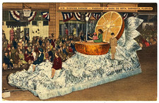 Evening Parade, Big Orange Float, Pageant of Sara de Sota, Sarasota, FL. Linen. picture